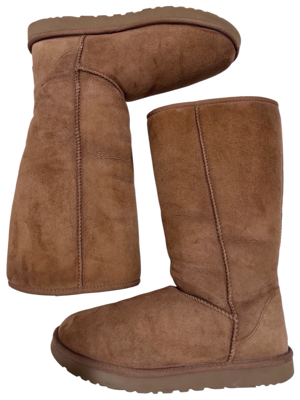 Ugg Boots Classic Tall Leather Suede Boot in Tan Size 10 - Picture 4 of 9